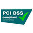 Certificat de conformité PCI-DSS avec une coche verte.